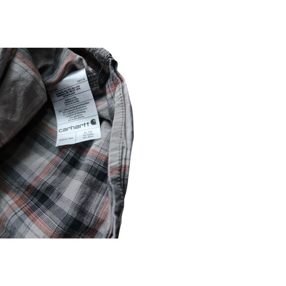 Carhartt Relaxed- Fit Gray Plaid Button Up Men's Shirt XL - Picture 8 of 8